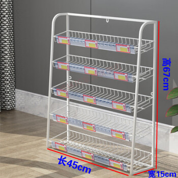 ORAKIG超市收银台前小货架便利店小卖部新款货架烟架口香糖架子收银前台白色金属多层收银柜货架 45长15宽67高五层白色