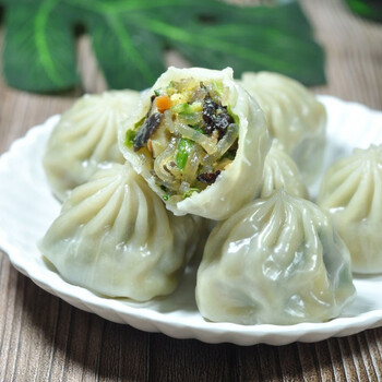 水晶薄皮素包小笼包半成品灌汤速冻粉丝素什锦包子早餐面点小吃水晶