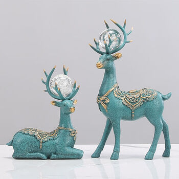 欧式酒柜软装饰品小鹿摆件创意家里房客厅家居摆设乔迁居礼品雅绿鹿一