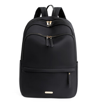 双肩包女简约高中大学生书包大容量电脑背包妈咪包母婴收纳包黑色收藏