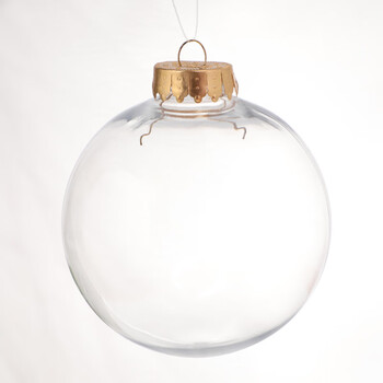 圣诞球带帽高透明pet塑料球 商场派对装饰空心圆球圣诞节吊饰 10厘米