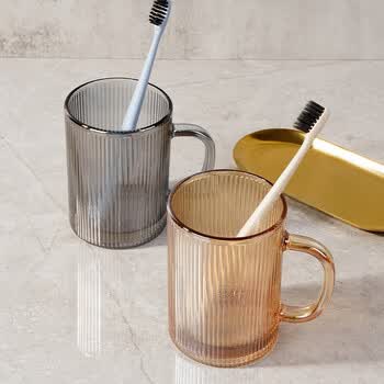 美杜2只装玻璃情侣漱口杯刷牙杯情侣牙刷杯轻奢杯子家庭牙刷杯子水杯