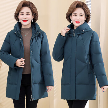 喻小熊冬天穿的加肥加大妈妈羽绒服中老年女短款冬装加厚大码50岁60