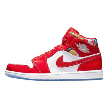 耐克aj1 aj1中国红红白几何图案男女休篮球运动鞋母婴 中国红色 37.