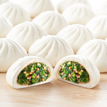 共12只早餐包子菜馒头生鲜面点 速食方便菜巴比 香菇菜包300g*2包 共