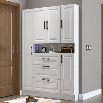 墨申白色翻斗鞋柜家用门口衣帽柜大容量玄关柜省空间门厅柜经济型d款
