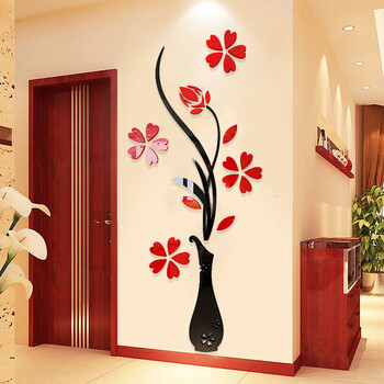 新年春节亚克力墙贴画3d立体墙贴纸墙纸墙画自粘防水冰箱贴客厅电视