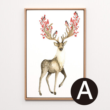 画沙发背景墙挂画北欧三联画现代简约餐厅卧室墙壁画麋鹿 鹿角生花a款