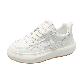 卓诗尼真皮小白鞋女2023年秋季新款韩版轻便厚底休闲鞋子百搭运动板鞋