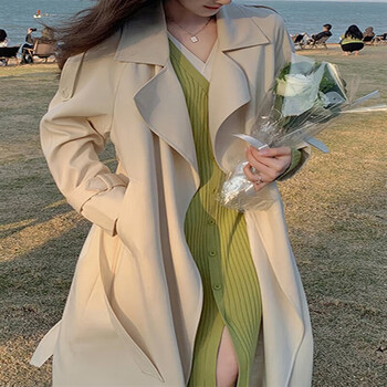 轻爵crescent感今年流行中长款白色风衣外套女春秋款季2023新款小个子