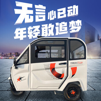 全封闭电动三轮车两门三座家用带棚车老人接送孩子成人小型电瓶车 两
