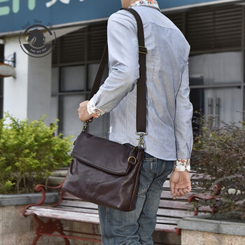 andseeyou品牌真皮大包男包休闲单肩斜挎包多功能商务公文包复古邮差