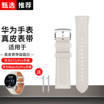 华为手表原装表带WATCH3 Pro丨GT2Pro丨GT2时尚氟橡胶商务钛合金钢制手表配件替换带 华为手表原装表带丨尖尾凝霜白（22mm口径）