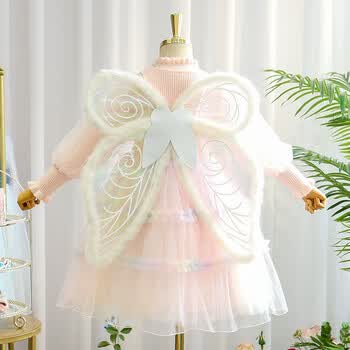 巴拉巴拉童装女童连衣裙冬款2021新款韩版儿童网纱裙子女孩公主裙粉色