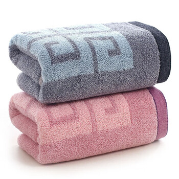 洁丽雅金号毛巾纯棉加厚强吸水面巾a类洗脸巾2条装紫/灰 72*35cm115g