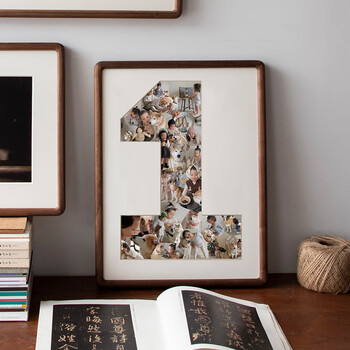 宝宝实木定制挂墙摆台3215黑胡桃无孔卡纸数字1卡纸16寸打印25张照片