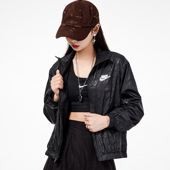 nike耐克外套女2021冬季新款印花运动上衣防风梭织教练夹克dd5787dd5