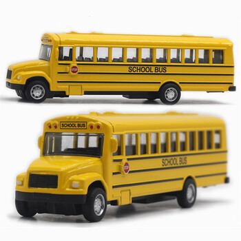 32合金校巴巴士玩具车模型玩具声光回力车大巴公交车玩具大鼻子校车