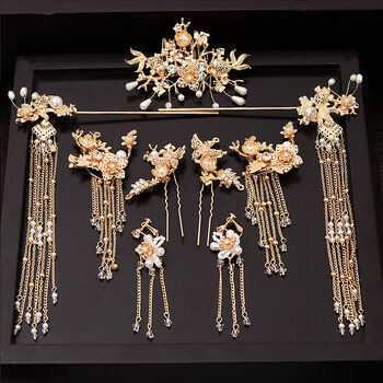 新娘秀禾头饰中式简约发簪流苏饰品套装古风结婚发饰女秀禾服配饰套装