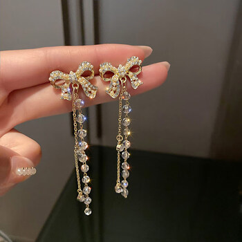 里维埃拉蝴蝶结流苏耳环女2021新款潮时尚百搭韩国网红气质感轻奢耳饰