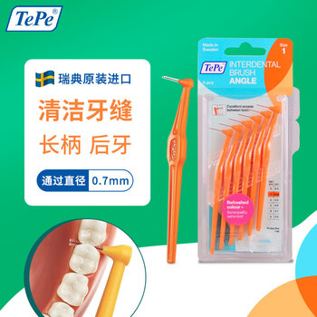 Tepe瑞典进口牙缝刷正畸矫正器牙间刷L型(0.45mm)橙色齿缝清洁间隙刷