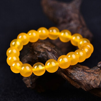 情冰天然黄玉髓转运手链男女水晶黄玛瑙手串情侣时尚饰品送闺蜜礼物珠