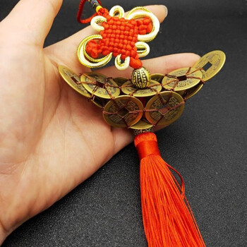互道抖音网红五帝钱十帝钱铜钱纯铜真铜挂件汽车挂件转运吉祥物摆件