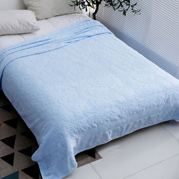 毛巾被老式纯棉单人夏季成人棉加厚夏凉被空调被双人婴儿童毯子天蓝色