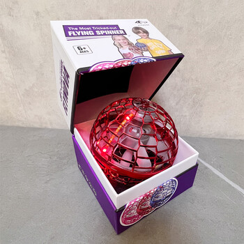 陀螺回旋指间ufo黑科技玩具解减压神器飞行陀螺球红色升级版二代球形