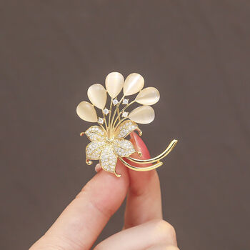 锦雀鸟猫眼石胸针高档女精致胸花2023年新款潮奢华西装别针固定衣服