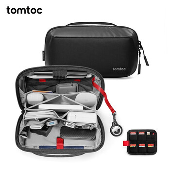tomtoc数码配件收纳包大容量多功能收纳袋数据线充电器电源储存卡整理包 曜石黑 M码
