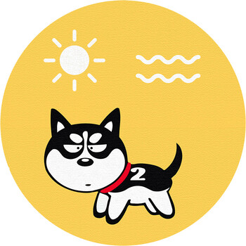 风吊篮转椅垫子儿童房间可爱卡通 柠檬黄 yx40二哈 圆形直径200厘米