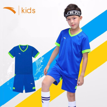 安踏童装男童吸汗透气儿童套装2022夏季新款运动中大童足球套装 海军蓝 150(适合身高145-155cm)