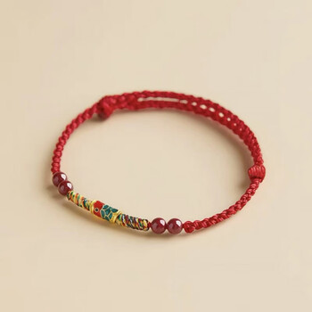 励志朱砂幸运上岸手绳女生链男款红绳编织绳简约保平平安红锦鲤手链款