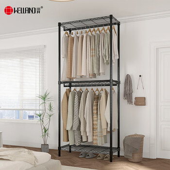 川井（WELLAND）简易衣柜卧室全钢架加高挂衣橱宿舍挂衣储物置物架90*45*230cm