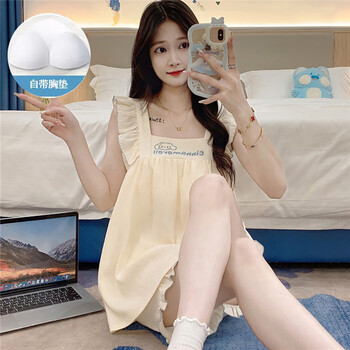 吊带睡衣女夏季带胸垫2024新款云朵棉少女套装夏天可爱甜美家居服ysh