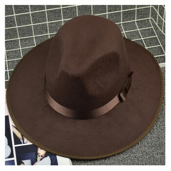 秋季圆顶大檐礼帽男百搭黑色大檐英伦爵士帽礼帽男士舞台表演帽子男木
