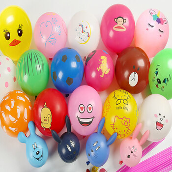 加厚多款儿童卡通气球生日装饰场景布置玩具彩色宝宝汽球摆摊混色20款