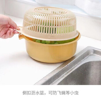 铁群岛6件套双层沥水篮洗菜盆厨房沥水神器家用多功能漏水篮水果篮子 双层洗菜篮小号 中号 大号（3个装6件套）混合颜色
