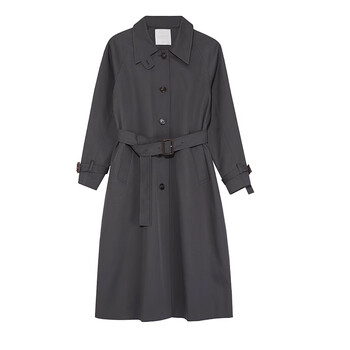 天颛范洛风衣88折新品复古廓形长款女感宽松显高显瘦外套灰色l