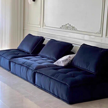 沙发北欧工业风四方块豆腐块设计师自由组合模块沙发 磨砂绒深蓝色 小