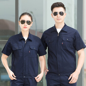 纯棉工作服短袖套装男劳保服电气焊机修工作服夏季工厂车间维修服装