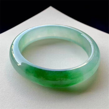 dianakane高档冰种飘花手镯阳绿冰糯种宽玉手镯绿翡翠处理女款diana