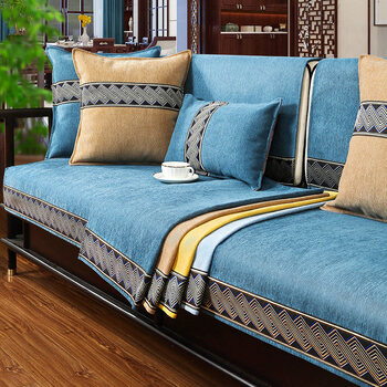 实木沙发垫套罩四季通用提花面料防滑新中式木质坐垫现代中式靠背巾垫
