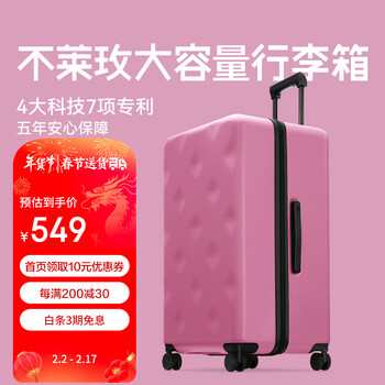 不莱玫大容量行李箱女拉杆箱男密码箱旅行箱登机箱 玫瑰色 26英寸plus