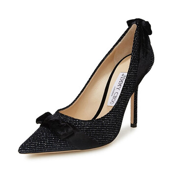 jimmy choo/周仰杰 小羊皮底 黑色亮片蝴蝶结女士高跟鞋10厘米跟 黑色