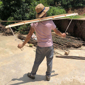 扁担江西老竹加绳子加铁钩竹扁担家用挑水道具园林用竹木扁担 长100