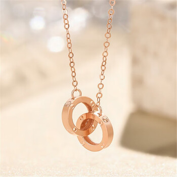 老凤祥18k金项链女款 au750彩金环环相扣套链锁骨链情人节礼物送女友