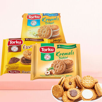 客满乐244克袋装多可土耳其进口零食奶油巧克力榛子味早餐夹心饼干