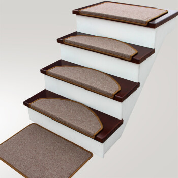 实木旋转楼梯垫子定制 优雅驼 50cm*24cm 3cm下折五代工艺【图片 价格
